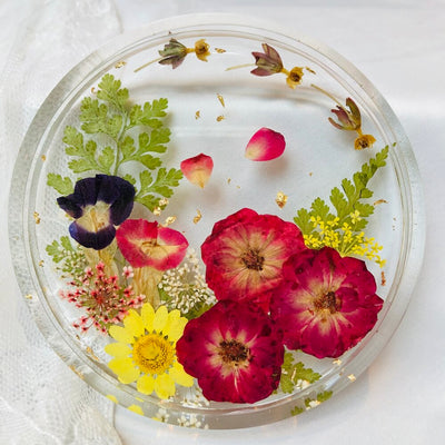 Flower Casting with Epoxy-Resin - Choose between Coasters/Trinket dish, Alphabet Charms or Hair accessories