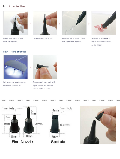 Nozzle attachment for Padico UV Resin