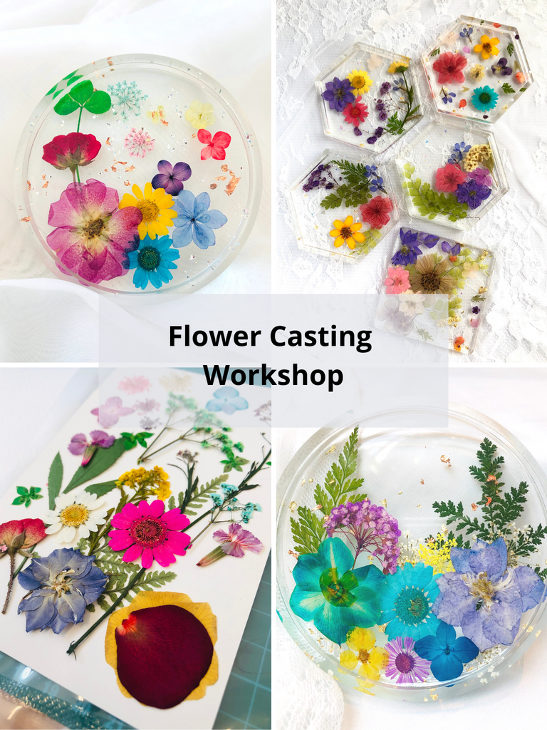 Flower Casting with Epoxy-Resin - Choose between Coasters/Trinket dish, Alphabet Charms or Hair accessories