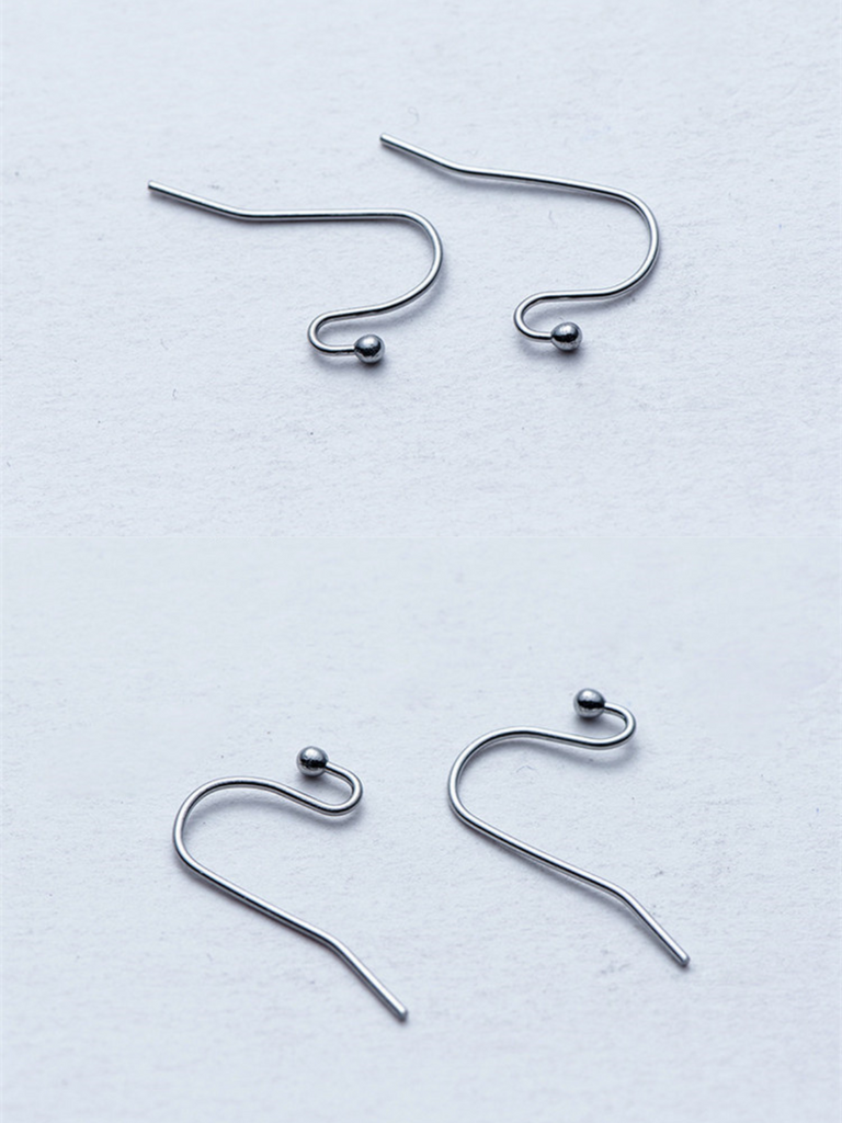 304 Stainless Steel Ear Hooks with beads - Pack of 10