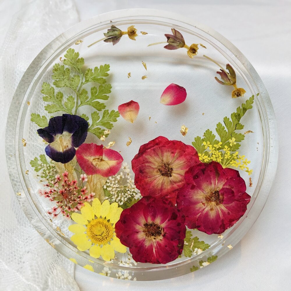 Flower Casting with Epoxy Resin Coasters or Trinket dish