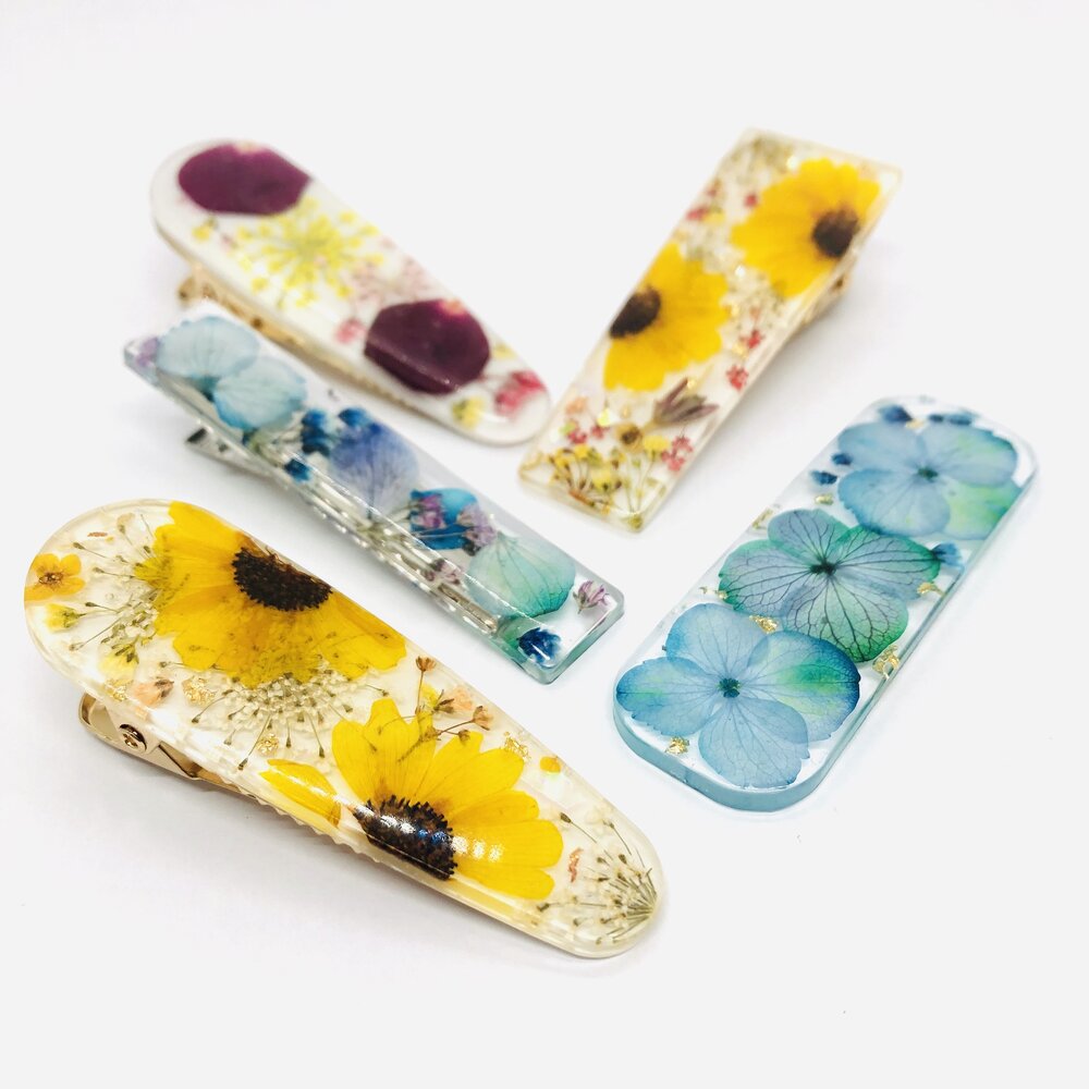 Flower Casting with Epoxy-Resin - Choose between Coasters/Trinket dish, Alphabet Charms or Hair accessories