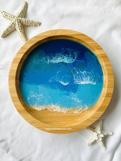 Seascape Bamboo Trinket Tray 15cm Calm